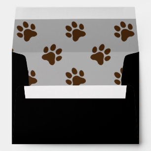 Cute dog paw print brown, grey and black  envelope