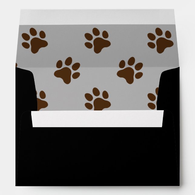 Cute dog paw print brown, grey and black  envelope (Back (Bottom))