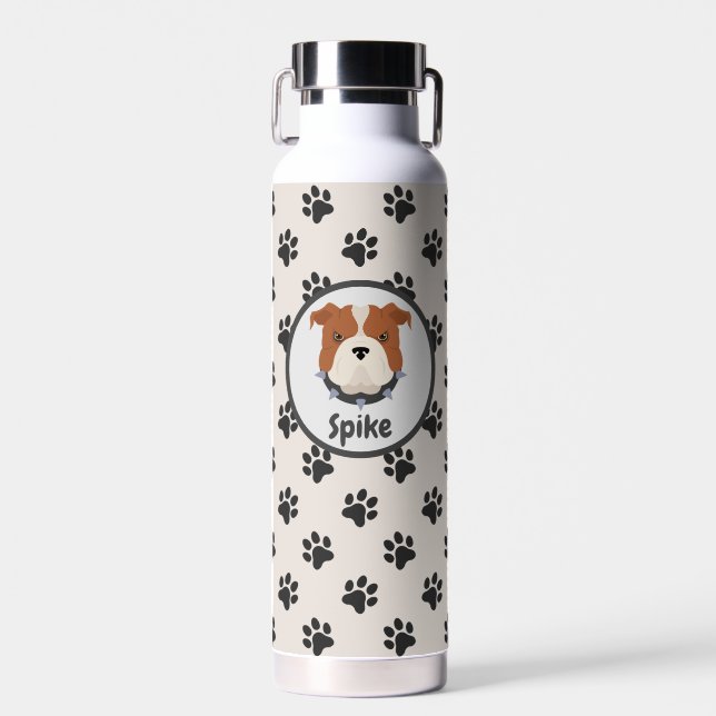 Cute dog paw print custom spike  water bottle (Front)