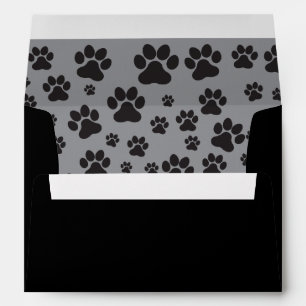 Cute dog paw print grey and black print envelope