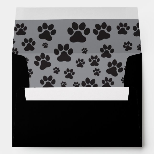 Cute dog paw print grey and black print  envelope (Back (Bottom))