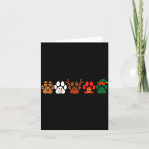Cute Dog Paw Print Santa Elf Christmas Character H Card