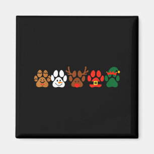 Cute Dog Paw Print Santa Elf Christmas Character H Magnet
