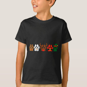 Cute Dog Paw Print Santa Elf Christmas Character H T-Shirt