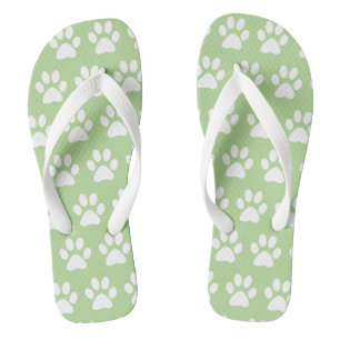 Cute Dog Paw Prints Pattern Green Summer Beach Jandals