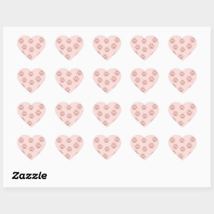 Cute Dog Paw Prints Pattern  Heart Sticker