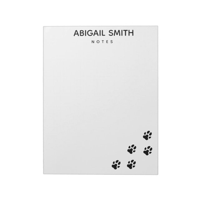 Cute Dog Paw Prints - Personalised  Notepad (Rotated)