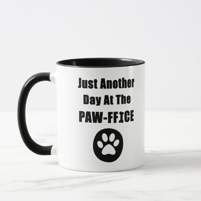 Cute Dog Paw Pun Just Another Day At The Paw-ffice Mug (Left)