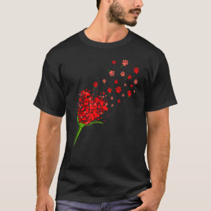 Cute Dog Paw Valentine's Day Flower Red Hearts Cos T-Shirt