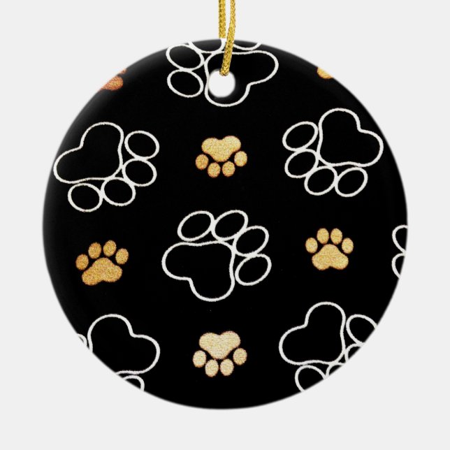 Cute Dog Paws Ceramic Tree Decoration (Front)