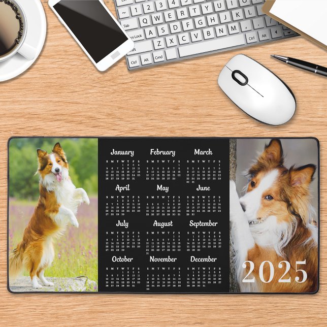 Cute Dog Personalised 2 Simple Photo 2025 Calendar Desk Mat (Creator Uploaded)