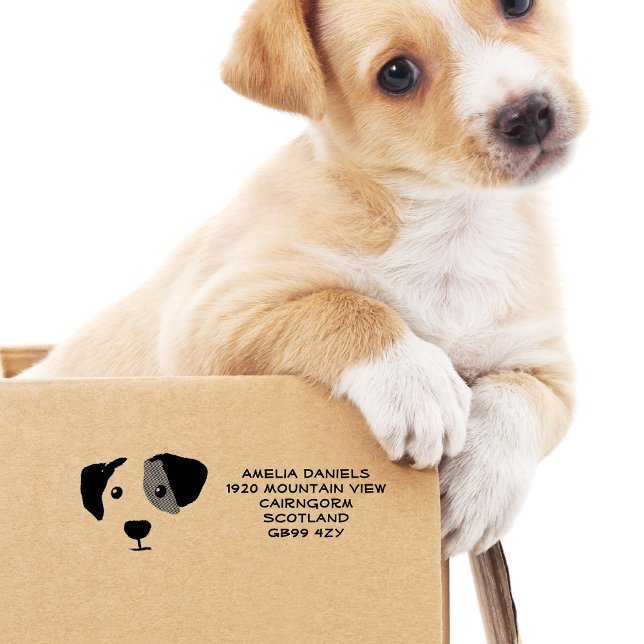Cute Dog Personalised Address Rubber Stamp (Creator Uploaded)