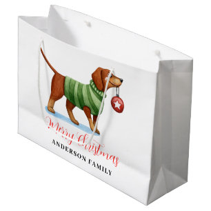 Cute Dog Personalised Christmas Large Gift Bag