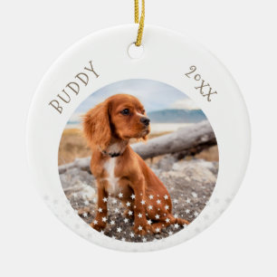 Cute Dog Pet 2 Photos Star Pattern Christmas Ceramic Tree Decoration