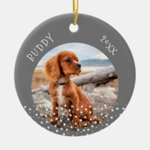 Cute Dog Pet 2 Photos Star Pattern Christmas Ceramic Tree Decoration