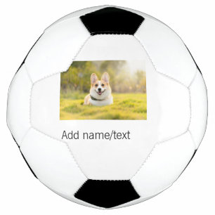 Cute dog pet add name text editable dog mom dad gi soccer ball