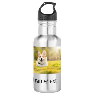 Cute dog pet add name text editable dog mum dad gi 532 ml water bottle