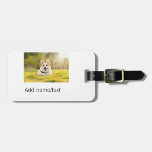 Cute dog pet add name text editable dog mum dad gi luggage tag