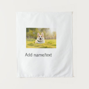 Cute dog pet add name text editable dog mum dad gi tapestry