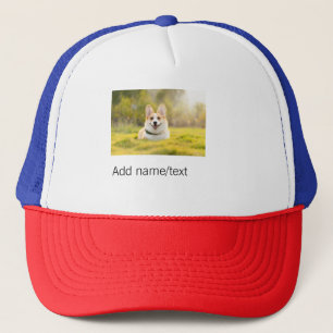 Cute dog pet add name text editable dog mum dad gi trucker hat