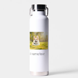 Cute dog pet add name text editable dog mum dad gi water bottle