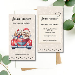 Cute Dog Pet Care Services Groomer Paw Prints Business Card