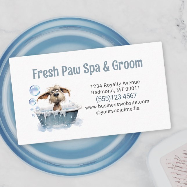 Cute Dog Pet Grooming Bath Service  Business Card (Creator Uploaded)