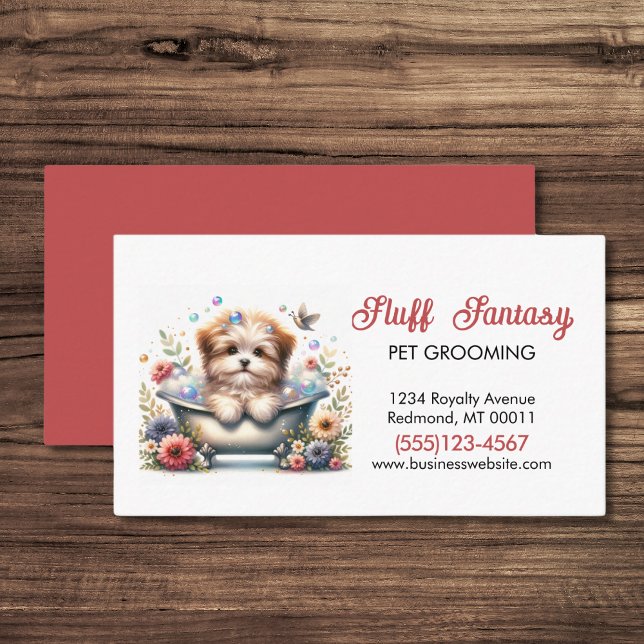 Cute Dog Pet Grooming Bath Service  Business Card (Creator Uploaded)