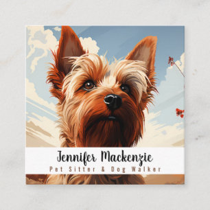 Cute Dog Pet Sitter and Dog Walker Square Business Card