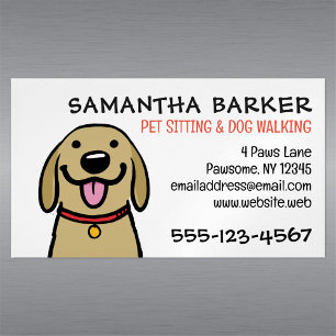 Cute Dog Pet Sitting Animal Care Labrador Cartoon Magnetic Business Card