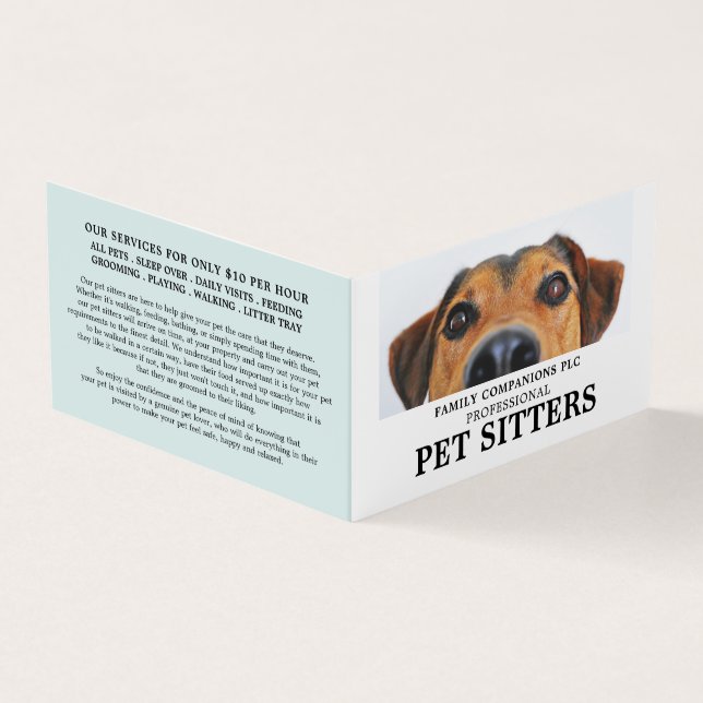 Cute Dog, Pet Sitting Service Detailed Business Card (Outside)