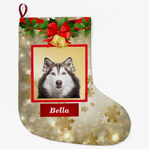 Cute Dog Photo Christmas Stocking Custom Name