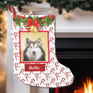 Cute Dog Photo Christmas Stocking Custom Name