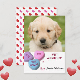 Cute Dog Photo Classroom Valentine Candy Hearts Card
