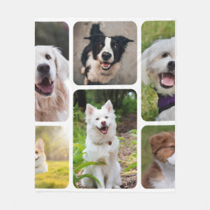 Cute Dog Photo Collage Colorful Pet Lover Pictur Fleece Blanket