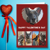 Cute Dog Photo Collage, Simple Red Valentine's Day