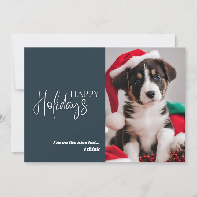 Cute Dog Photo Holiday Card (Front)