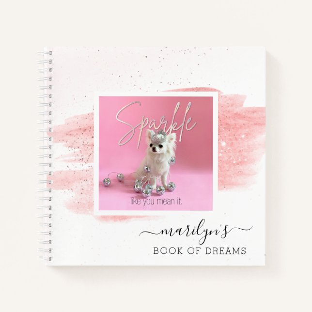 Cute Dog Photo Keepsake | Sparkle The Tiny Chi  Notebook (Front)