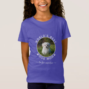 Cute Dog Photo Name White Paw Prints Custom T-Shirt