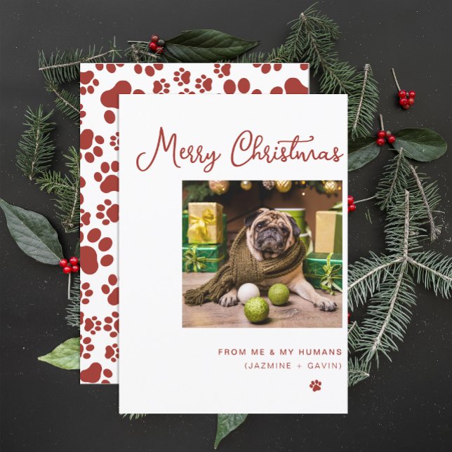 Cute Dog Photo Personalised Merry Christmas Custom Holiday Card (Creator Uploaded)