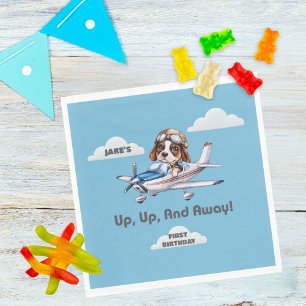 Cute Dog Pilot &Cessna Plane,Travel,First Birthday Napkin