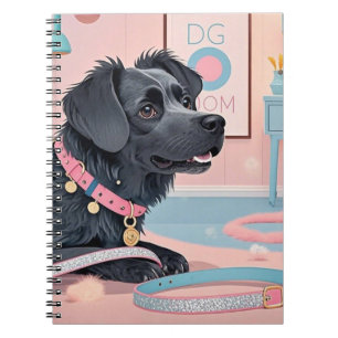 Cute dog pink blue bling dog mum notebook