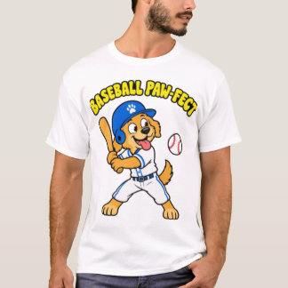 Cute Dog Playing Baseball Paw fect Funny Sports Pu T-Shirt