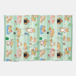 cute dog playing jumping sleeping tea towel