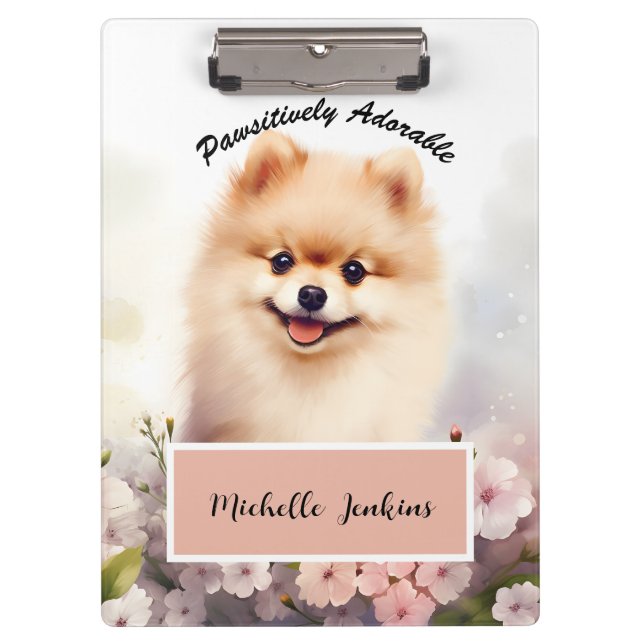 Cute Dog, Pomeranian Clipboard (Front)