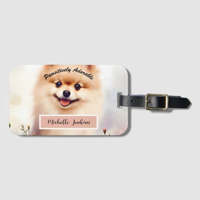 Cute Dog, Pomeranian Luggage Tag (Front Horizontal)