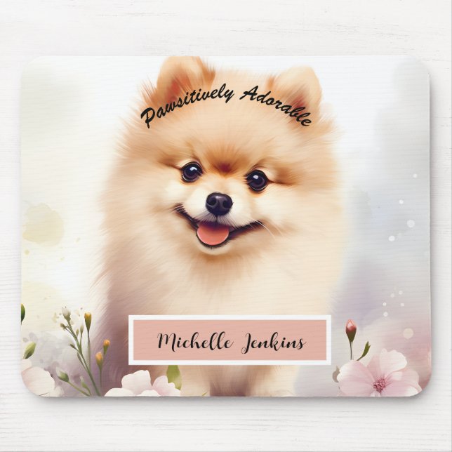 Cute Dog, Pomeranian Mouse Pad (Front)