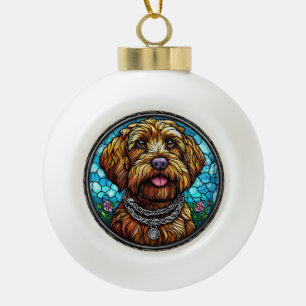 Cute dog portrait ceramic ball christmas ornament