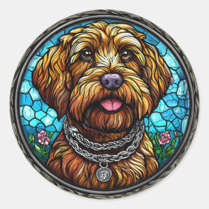 Cute dog portrait classic round sticker