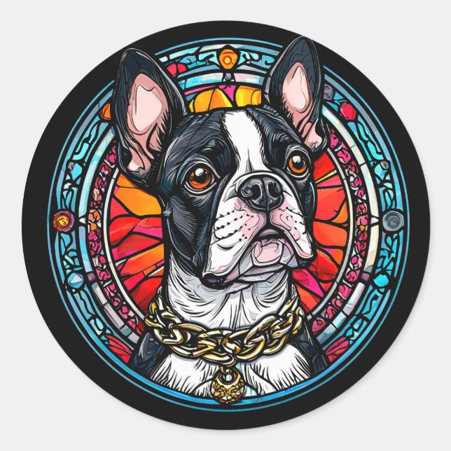 Cute dog portrait classic round sticker (Front)